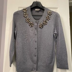 Kate Spade grey embellished cardigan, size XS